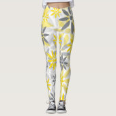 Geel grijs bloemig grafisch patroon leggings (Voorkant)