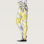 Geel grijs bloemig grafisch patroon leggings (Links)