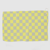 Geel + Grijs Check Checkerboard Patroon Golfhanddoek (Horizontaal)