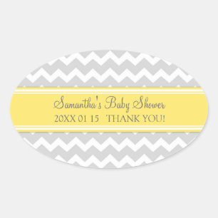 Geel Grijs Chevron Baby shower Favor Stickers