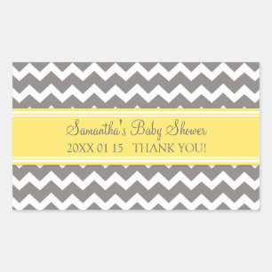 Geel Grijs Chevron Baby shower Favor Stickers