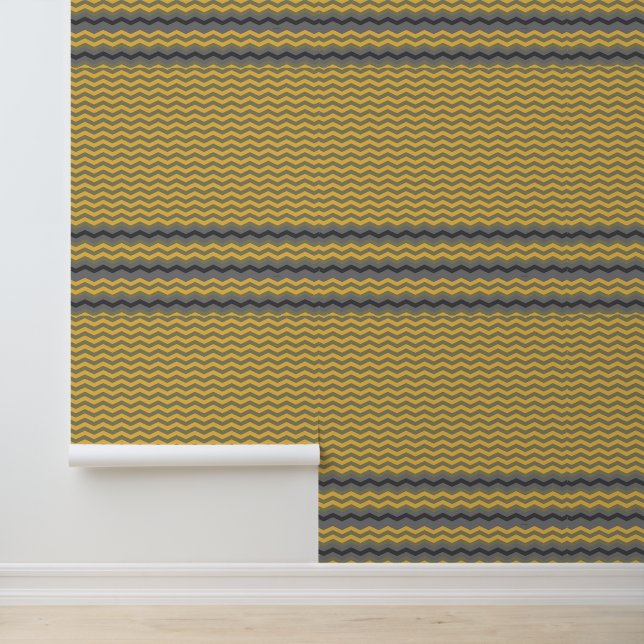 Geel Grijs Chevron Behang (Applicatie)