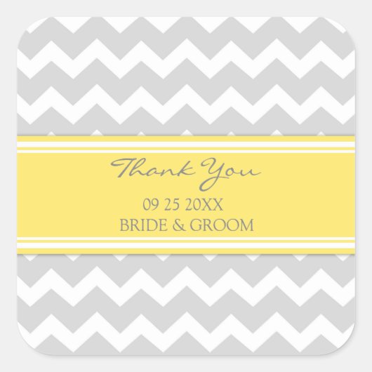 Geel grijs Chevron dank u bruiloft gunst Labels (Voorkant)