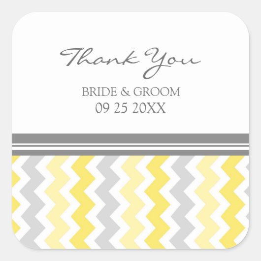 Geel grijs Chevron dank u bruiloft gunst Labels (Voorkant)
