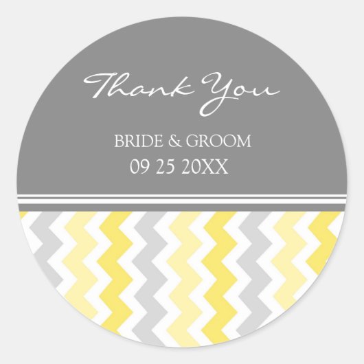 Geel grijs Chevron dank u bruiloft gunst Labels (Voorkant)