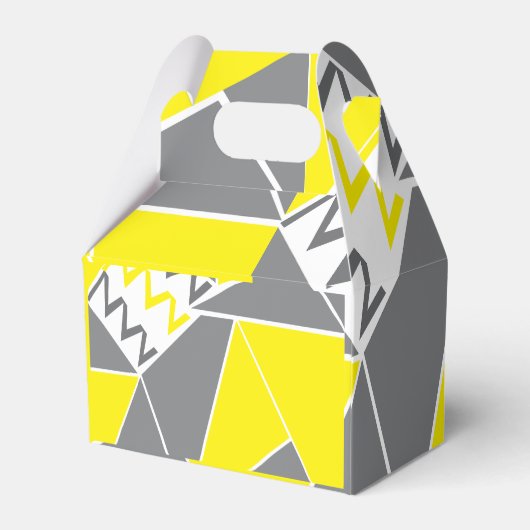 Geel Grijs Chevron Streep Geometrisch Patroon Bedankdoosjes (Achterkant)