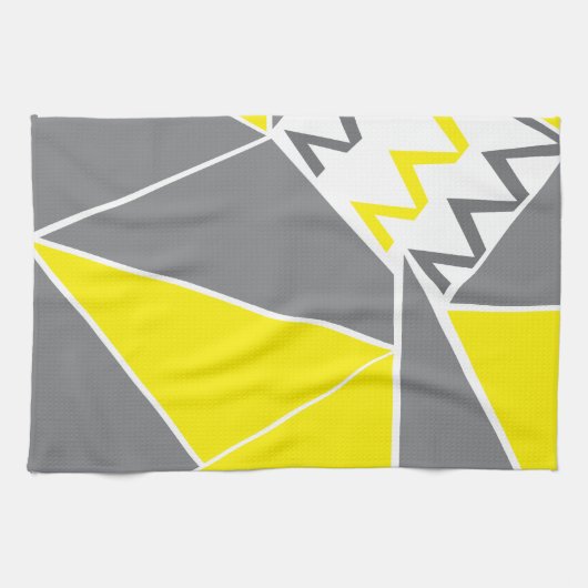 Geel Grijs Chevron Stripe geometrisch Theedoek (Horizontaal)