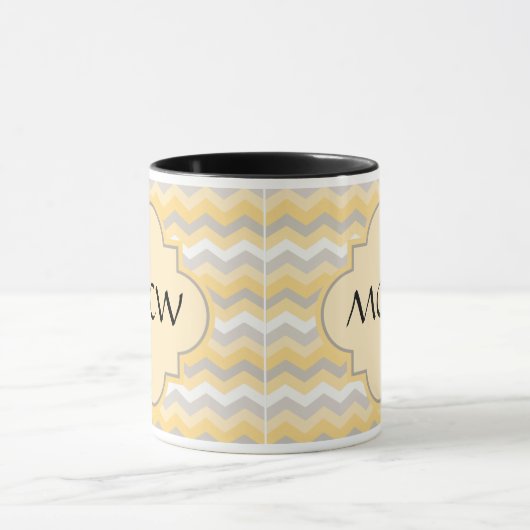 Geel/grijs Chevron Zigzag Mok (Midden)