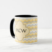 Geel/grijs Chevron Zigzag Mok (Voorkant links)