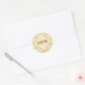 Geel/grijs Chevron Zigzag Ronde Sticker (Envelop)