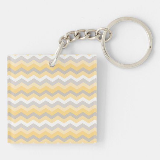 Geel/grijs Chevron Zigzag Sleutelhanger (Achterkant)