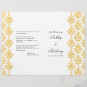 Geel grijs Damask Foldable Wedding Programme (Voorkant)