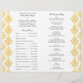 Geel grijs Damask Foldable Wedding Programme (Achterkant)