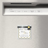 Geel & grijs Damask sparen de Magnetische Datum Magneet (Insitu (Vaatwasser))