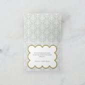 Geel & Grijs Damast Elegante Bedankkaartjes Bedankkaart (Binnen)