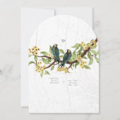 Geel grijs en Blauw Groen Vogelhuwelijk Kaart (Achterkant)