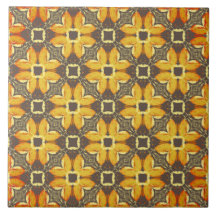 Geel, grijs en Taupe Hipster Flowers Pattern