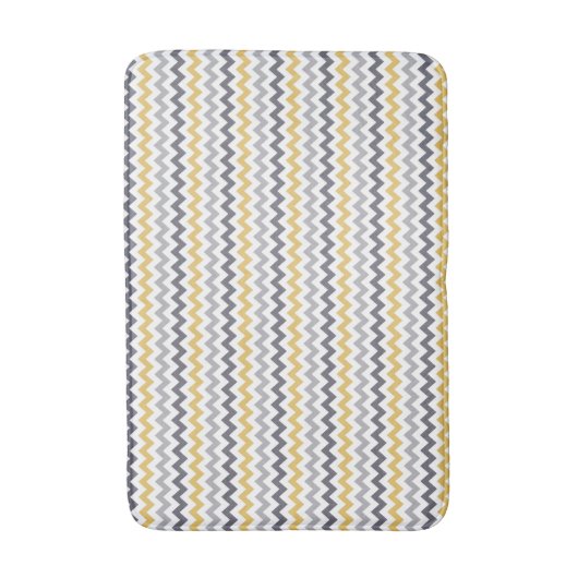 Geel, grijs en White Zig Zag Bath Mat (Voorkant Verticaal)