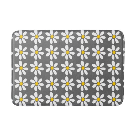 Geel Grijs en Wit Daisy Patroon Badmat (Voorkant)