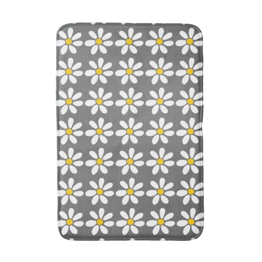 Geel Grijs en Wit Daisy Patroon Badmat (Voorkant Verticaal)
