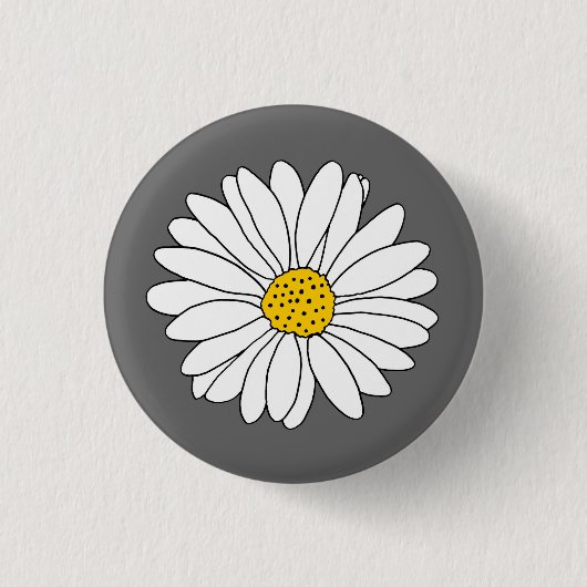 Geel grijs en Witte Daisy Ronde Button 3,2 Cm (Voorkant)