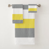 Geel grijs en witte strepen patroon bad handdoek (Insitu)