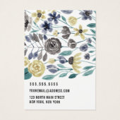 Geel grijs Floral Sleutelhanger Logo Kaart (Achterkant)