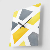 Geel grijs Geometric Vierkante Klok (Hoek)