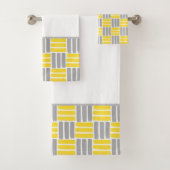 Geel grijs Geometrische penseelpatroon Bad Handdoek (Insitu)