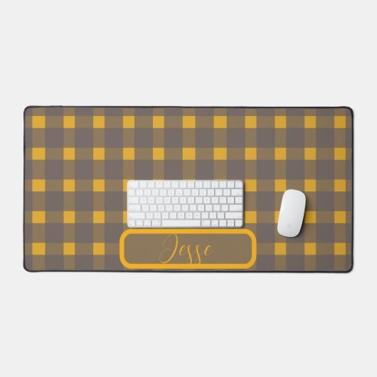 Geel grijs Gingham Pattern Bureaumat (Keyboard & Muis)