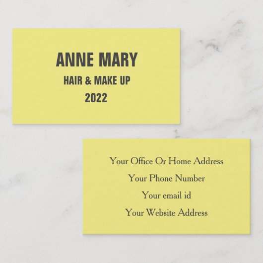 Geel grijs haar en make-up modern 2022 visitekaartje (Voorkant / Achterkant)