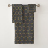 Geel grijs Honeycomb Hexagon Pattern Trendy Manly Bad Handdoek (Insitu)