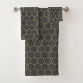 Geel grijs Honeycomb Hexagon Pattern Trendy Manly Bad Handdoek
