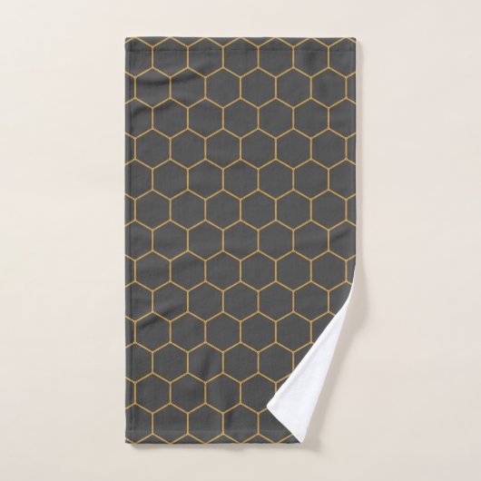 Geel grijs Honeycomb Hexagon Pattern Trendy Manly Bad Handdoek (Handdoek)