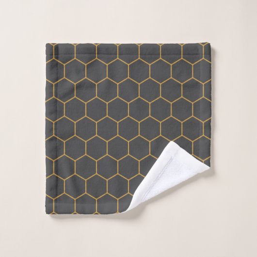 Geel grijs Honeycomb Hexagon Pattern Trendy Manly Bad Handdoek (Wasdoekje)