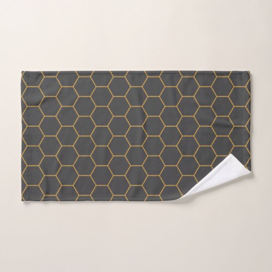 Geel grijs Honeycomb Hexagon Pattern Trendy Manly Bad Handdoek (Handdoek)