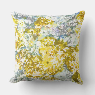Geel grijs kleurenbloemontwerp buitenkussen