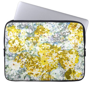 Geel grijs kleurenbloemontwerp laptop sleeve