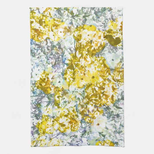 Geel grijs kleurenbloemontwerp theedoek (Verticaal)