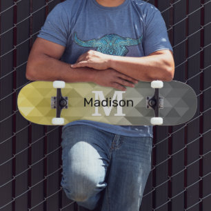 Geel grijs kleurtje Ombre Geometrische patroon Mon Skateboard