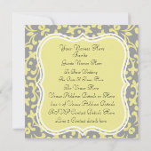 Geel Grijs Lace Wedding Invitations Kaart (Achterkant)