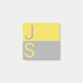 Geel & Grijs Modern Beginletters Monogram Post-it® Notes (Voorkant)