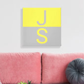 Geel & Grijs Modern Initialen Monogram Canvas Afdruk (Insitu (Woonkamer))