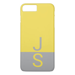 Geel & Grijs Modern Initialen Monogram iPhone 8 Plus / 7 Plus Hoesje