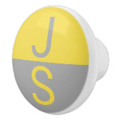 Geel & Grijs Modern Initialen Monogram Keramische Knop (Rechts)
