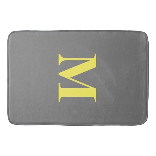 Geel grijs monogram Initiaal Aangepast naamdecor Badmat (Voorkant)