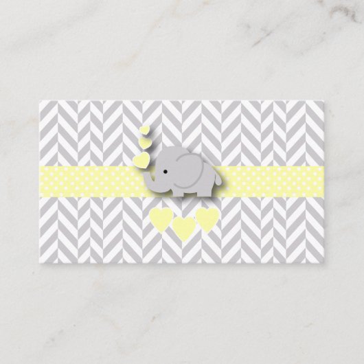 Geel Grijs Olifanten Baby shower Luier Raffle Informatiekaartje (Voorkant)