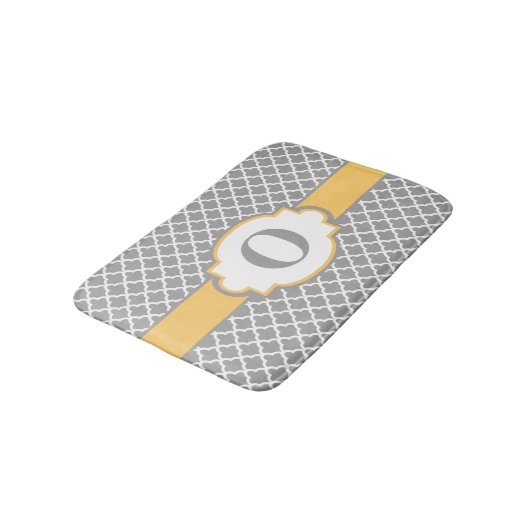 Geel grijs Quatrefoil Monogram Bathmat Bath Mats Badmat (Gekanteld)