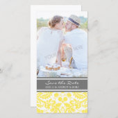 Geel Grijs Save the Date Wedding Foto Kaarten (Voorkant / Achterkant)