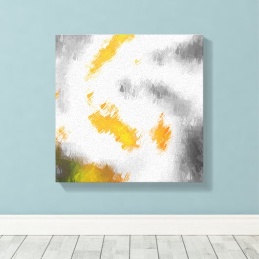 Geel grijs sinaasappel groen wit zwart abstract pi canvas afdruk (Insitu (Houten vloer))